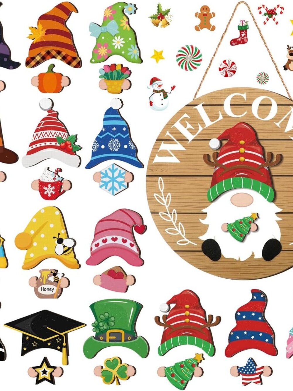 30 Pcs Seasonal Interchangeable Wooden ,Woodland,Brown